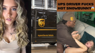 UPS delivery driver fucks HOT snow bunny after being invited in